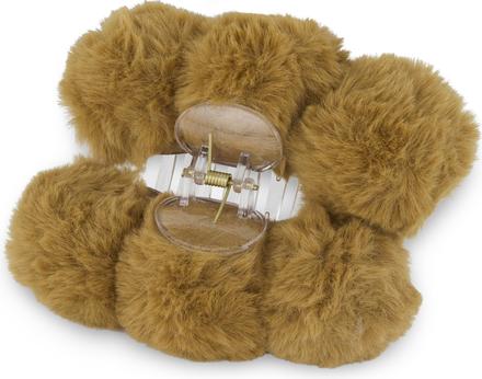 Produktbild Trisa Hair - Fake Fur Hair Clip Pompoms Brown (1 Stk.)