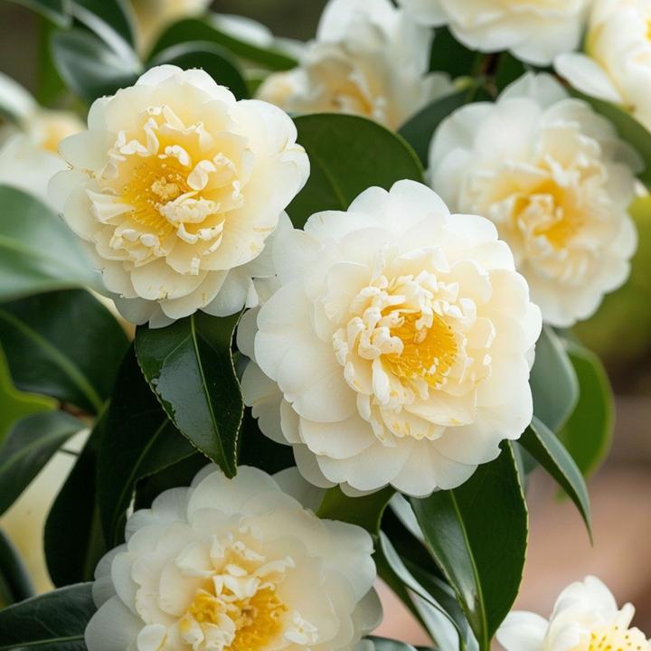 Image du produit Plant in a Box Camellia japonica Brushfield Yellow - Lot de 2 roses japonaises (50 cm)