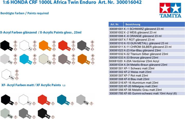 Actual product image Tamiya 1/6 Honda CRF 1000L Africa Twin
