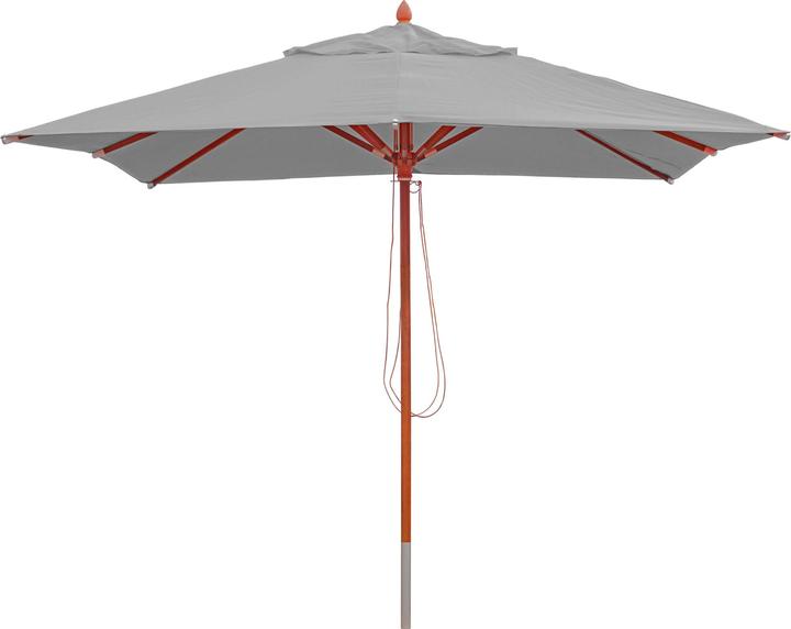 Actual product image Swisshandel24 Gastronomy wooden parasol, garden parasol, polyester/wood 14kg, square 3x3m rope pull shockproof - h (3 m)