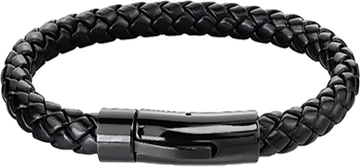 Immagine prodotto Star Piercing Bracciale in ecopelle nero con chiusura nera (20.30 cm, Acciaio chirurgico 316L, Ecopelle, senza ottone)