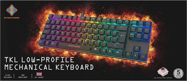 Produktbild Deltaco Low profile mechanical RGB keyboard GAMING DK420 UK Layout, Outemu Brown switches, black / R (DE, Kabelgebunden)