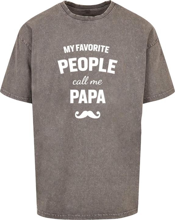 Merchcode Fathers Day - My Favorite People Call Me Papa Acid Washed Heavy Oversized Tee - 112805 (XXL)