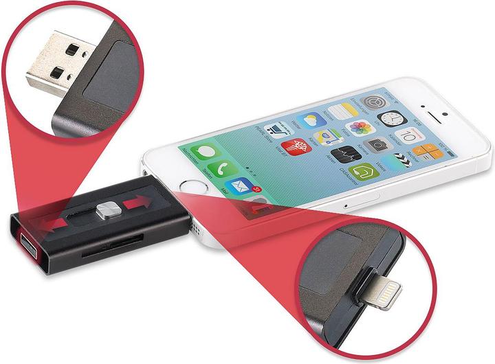 Produktbild Callstel microSD-Speichererweiterung für iPhone & iPad (Lightning, USB-A)