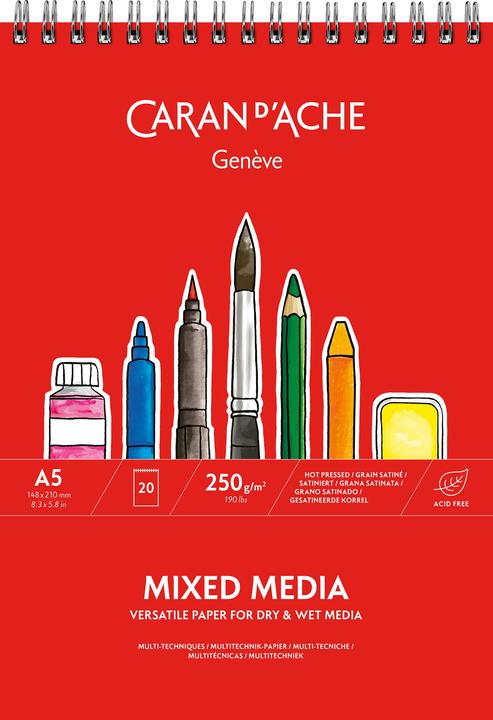 Caran d'Ache Multitechnik-Zeichennblock A4 (14.8 x 21 cm, Blanko, Harter Einband)