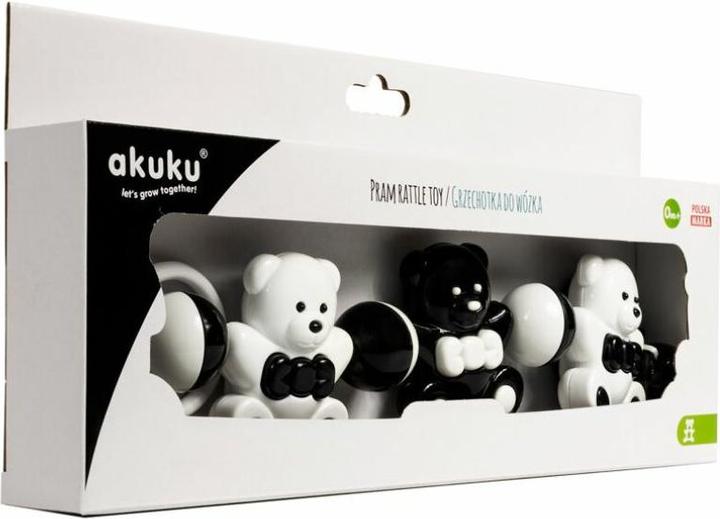Actual product image Akuku A0468 Teddy Bear Pram Rattle Black And White