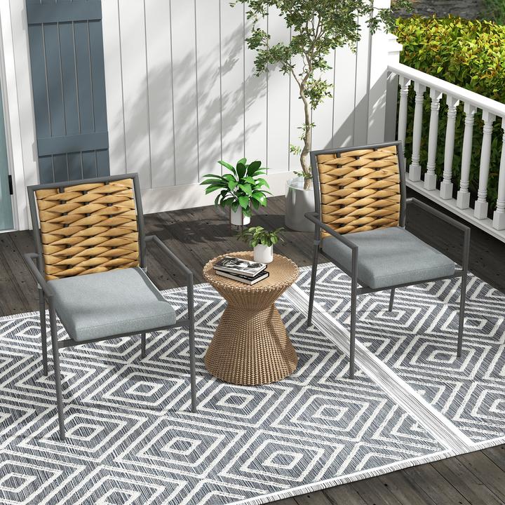 Image du produit Outsunny Chaises de jardin empilables avec coussins