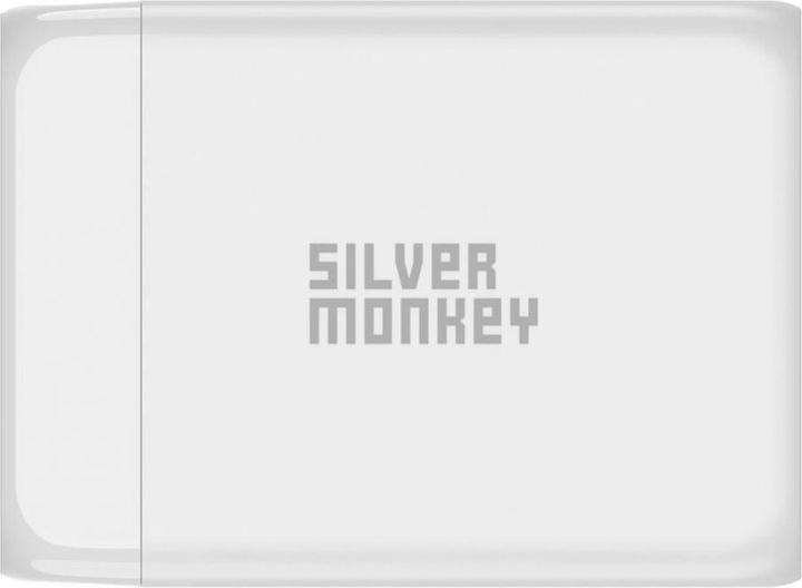 Produktbild Silver Monkey SMA156 200W GaN-Ladegerät 3x USB-C PD USB-A QC 3.0 mit abnehmbarem Stromkabel – Weiss (200 W)