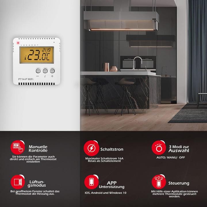 Produktbild Elektrobock EB PT14-PW - WLAN Raumthermostat