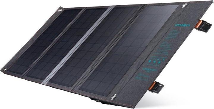 Actual product image Choetech Foldable solar charger SC006 36W 1xUSB QC, 1xUSB-C PD (grey) (36 W, 1.55 kg)