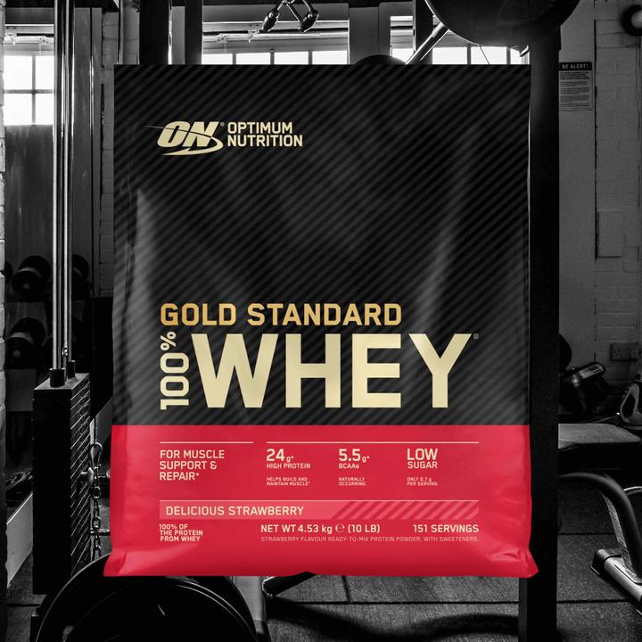 Produktbild Optimum Nutrition 100% Whey Gold Standard (Delicious Strawberry, 1 Stk., 4540 g)