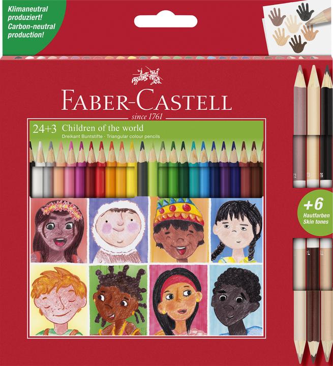 Actual product image Faber-Castell Triangular pencils 24 pcs + 3 skintones (511515) (Multicoloured, 27 x)
