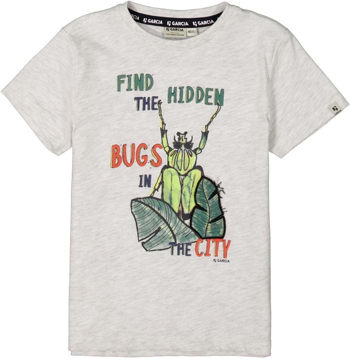 Garcia Grau meliertes T Shirt mit Print im Brustbereich