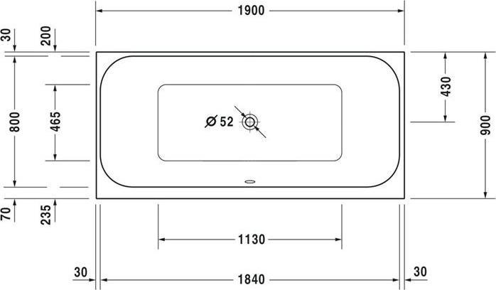 Image du produit Duravit Baignoire rectangulaire Baignoire double Happy D,2 90 x 190 cm blanc lisse 700315000000000 (330 l, 190 cm, 90 cm)