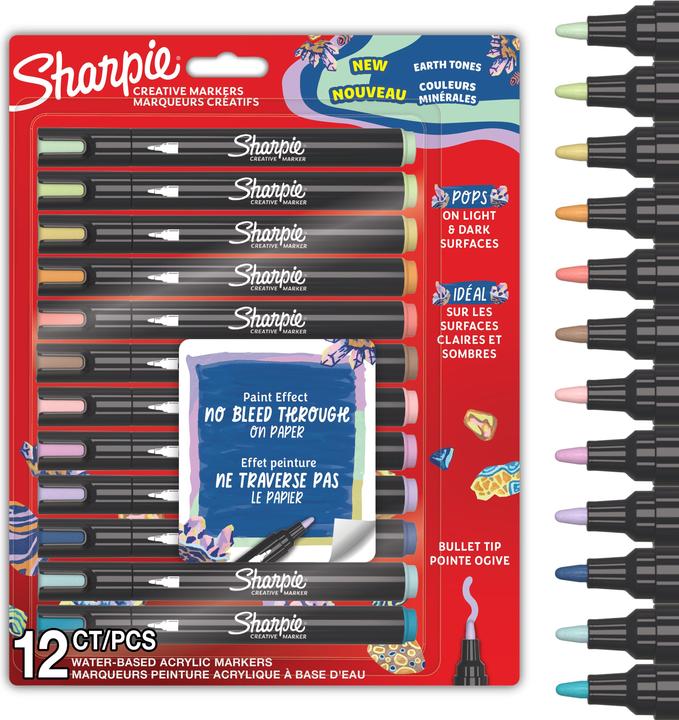 Produktbild Sharpie - Creative Marker Acrylic Paint Pens - Earth Tones - Bullet Tip - Assorted Colours - 12... (Mehrfarbig, 12 x)