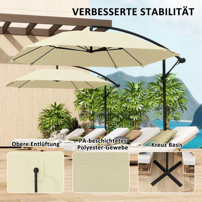 Immagine prodotto Swisshandel24 Ampelschirm Alu Ø 260 cm, Kurbelschirm mit Ständer, neigbar kippbar Beige (2.60 m)