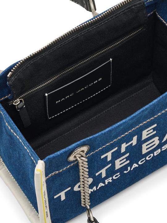 Actual product image Marc Jacobs the small tote in blue denim with embroidered logo