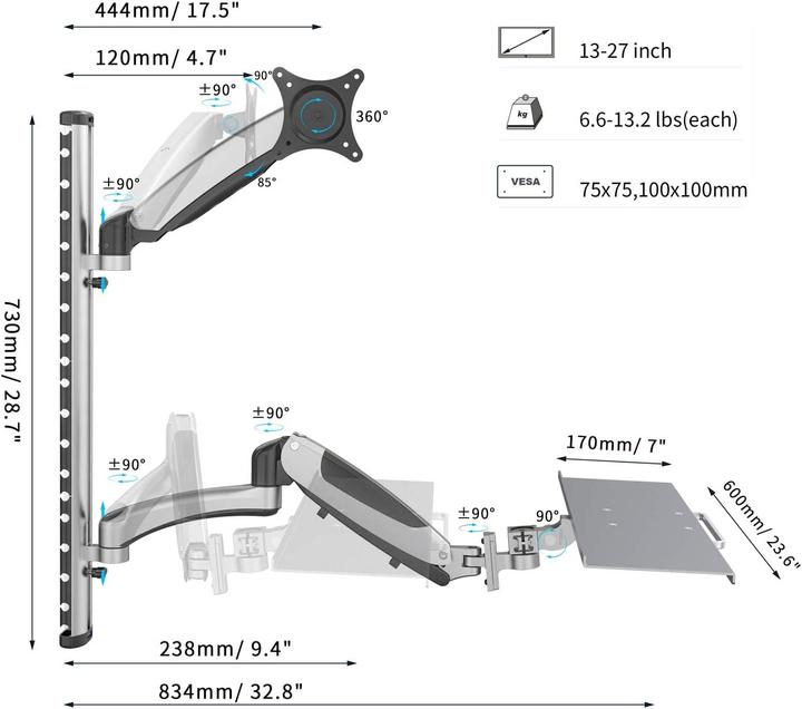 Produktbild Digitus Flexibler Arbeitsplatz,Wandm. (Wand, 27")