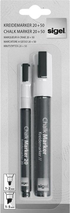 Sigel Kreidemarker 20+50 2 Stück, weiss (Weiss, 5 mm, 2 x)