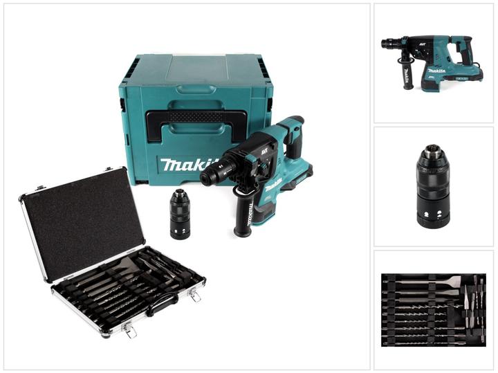 Actual product image Makita DHR 281 ZJ Cordless Brushless Rotary Hammer SDS plus 2.8J 2x 18 V + Makpac + 17-piece Drill (Rechargeable battery operated)