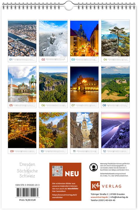 Actual product image Kalender Dresden und Schsische Schweiz 2026 (20 x 30 cm, German)