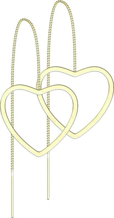 Actual product image Star Piercing Stud Earrings Gold Plated Free Falling Chain with Heart (without brass, Surgical steel 316L)