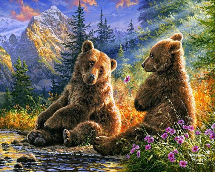 Image du produit Figured'Art Peinture par numéros "Couple d'ours" 40 x 50 cm, sur châssis