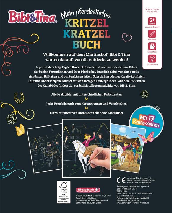 Immagine prodotto Bibi & Tina - Mein pferdestarkes Kritzel-Kratzel-Buch (Tedesco, Cognato & Steinlein, 2020)