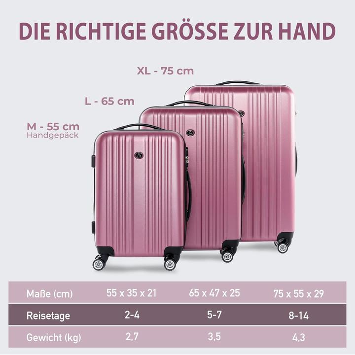 Actual product image Fergé 3-teiliges Hartschalenkoffer-Set "Toulouse" (110 l, Hand luggage (up to 50 litres), M (50 - 90l), L (90 - 115l))