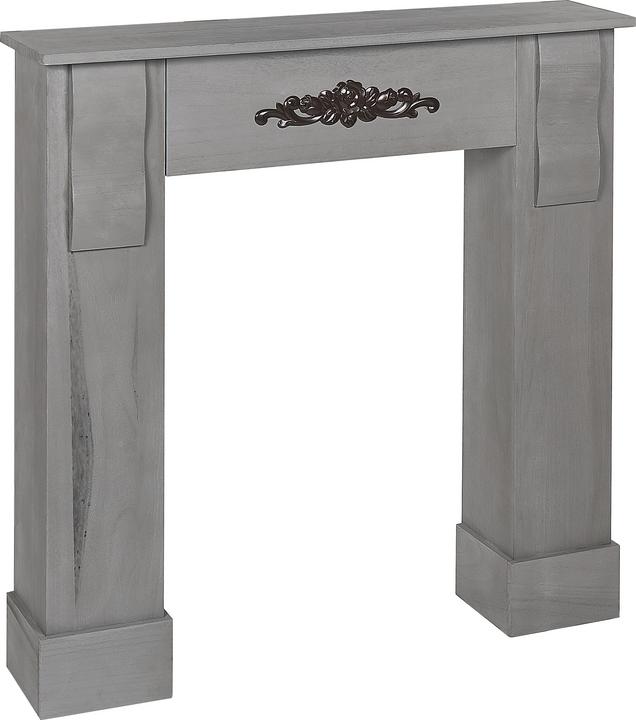 Produktbild Beliani Kaminumrandung Paulowniaholz grau 23 x 97 x 99 cm MANDRE