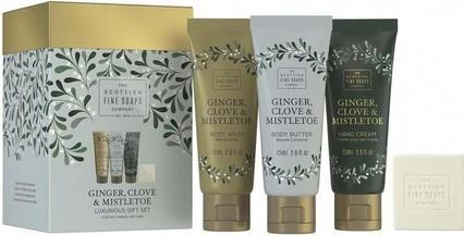 Scottish Fine Soaps Ginger. Clove & Mistletoe Body Care Gift Set (Bartpflege set)