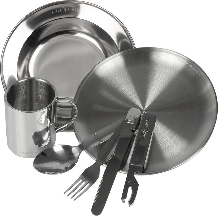 Produktbild Black Snake tiefer Teller, flacher Teller, Tasse, Essbesteck