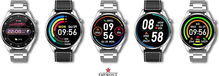 Image du produit Giewont Smartwatch GW450-5 argent + bracelet en cuir noir