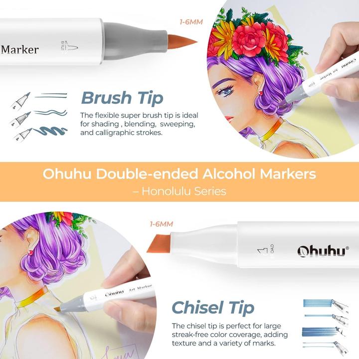 Image du produit Ohuhu Marqueurs artistiques (Multicolore, 120 x)