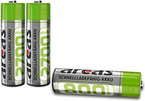 Immagine prodotto Arcas 177 27406 - Batteria ricaricabile - nichel-metallo idruro (NiMH) - 1,2 V - 4 pezzi (4 pz., AA, 2700 mAh)