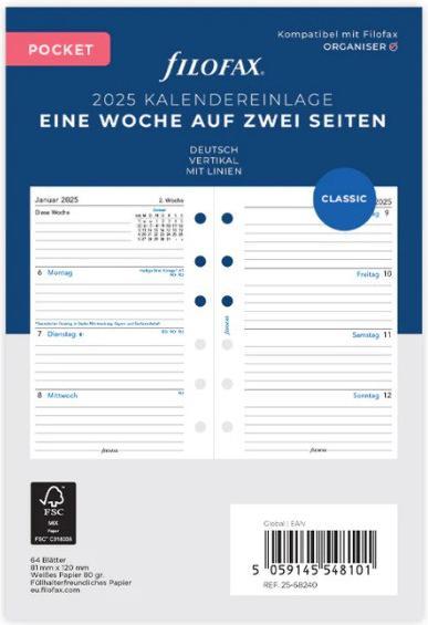Actual product image Filofax Calendar insert (81 x 120 mm, German)