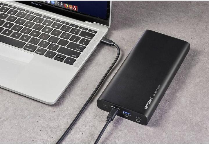 Actual product image Voltcraft VC PB PD140W Powerbank 22400 mAh Quick Charge 3.0, Power Delivery 3.0 Li-Ion Black (matt) Statusan (22400 mAh, 5 W, 82.88 Wh)