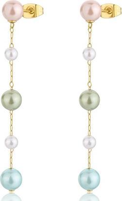 Actual product image Sagapo S'AgapÃµ - Long gold-plated earrings with colored pearls Wisdom SWI38