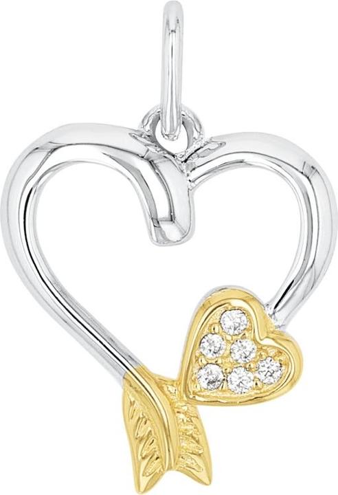 Amor Anhänger für Damen, 925 Sterling Silber, Zirkonia synth. | Herz (Silber 925)