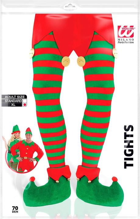 Productafbeelding Widmann Kerst groen/rood gestreepte panty 70 DEN maat XL (70 DE)