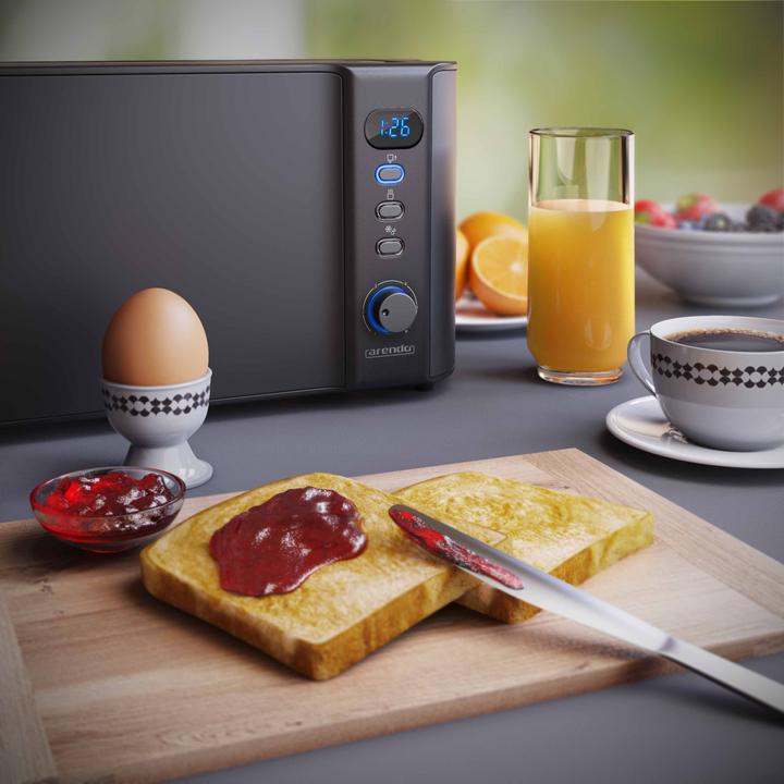 Actual product image Arendo Toaster stainless steel 2 slices long slot, bun warmer, display with remaining time indicator