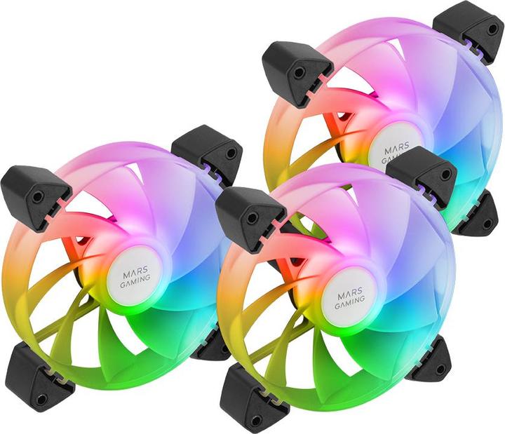 Produktbild Mars Gaming Lot De 3 Ventilateurs Boitier Mf-3ar RGB - 12cm (Noir) (120 mm, 3 x)