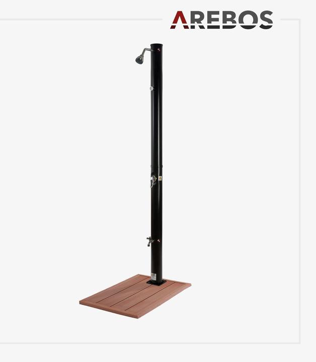 Actual product image Arebos Solar shower with base plate 20 L - wood look