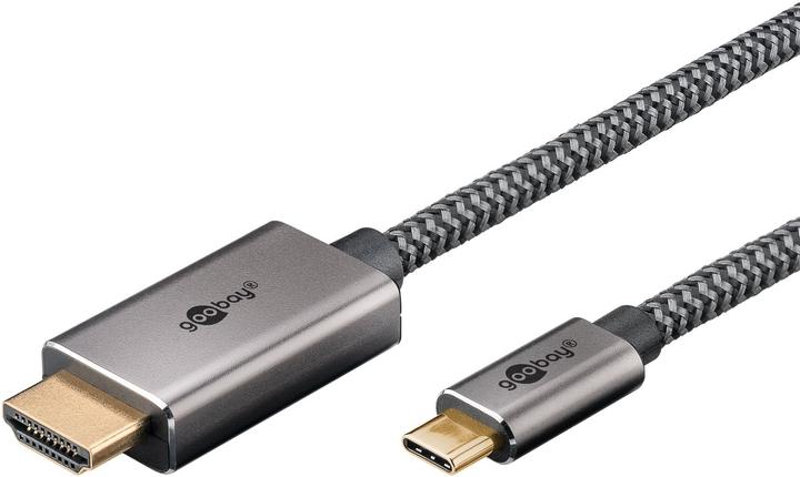 Produktbild Goobay USB-C-auf-HDMI-Textilkabel 4K @ 60 Hz, 1 m, schwarzsilber (1 m, USB Typ C)