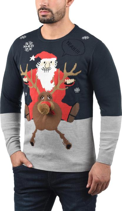 Actual product image Blend Rudolph Men's Christmas Jumper Knit Fun Pullover With Crew Neck (S)
