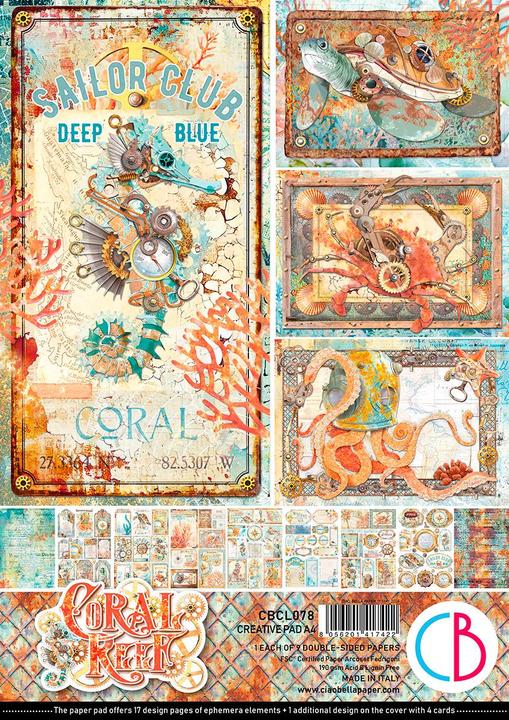 Produktbild Ciao Bella Papier-Set "Coral Reef", 9 Blatt, A4 (190 g/m², 9 x)