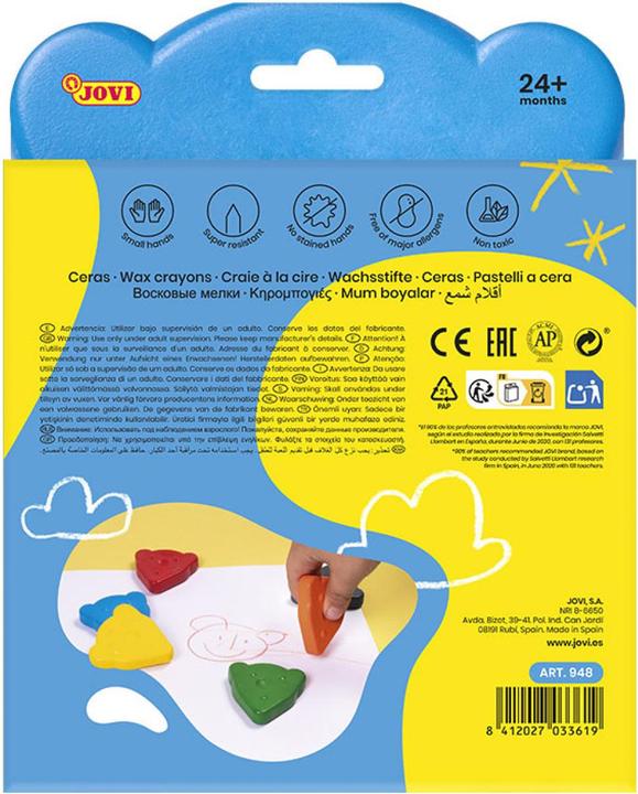 Actual product image Jovi L'OURS MAGIQUE wax crayons 8 bear-shape basic colors (Multicoloured, 8 x)