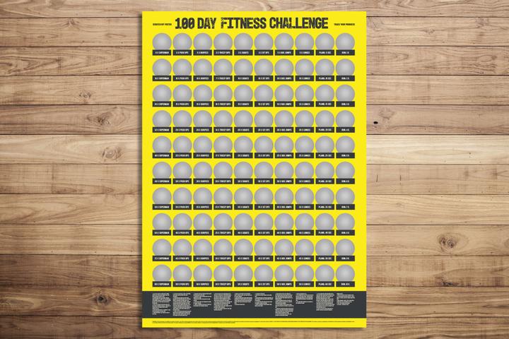 Actual product image Out of the blue 100 day fitness challenge scratch off poster