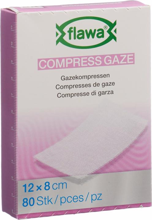 Actual product image Flawa Gazekompressen geschnitten 8x12cm keimreduzierend behandelt