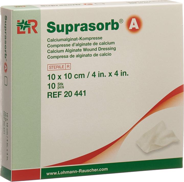 Actual product image Suprasorb Calcium Alginat Kompressen 10cmx10cm (10 x)